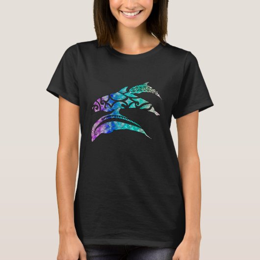 Tribal Dolphin Pod Ocean Tシャツ (正面)