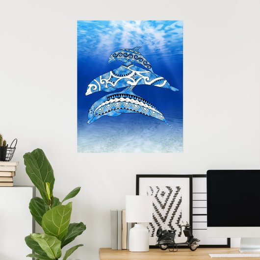 Tribal Dolphins ポスター (ホームオフィス)