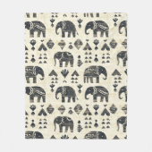 Tribal Elephant Boho Pattern (1) フリースブランケット (正面)