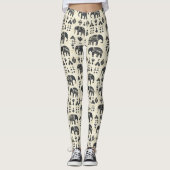 Tribal Elephant Boho Pattern (1) レギンス (正面)