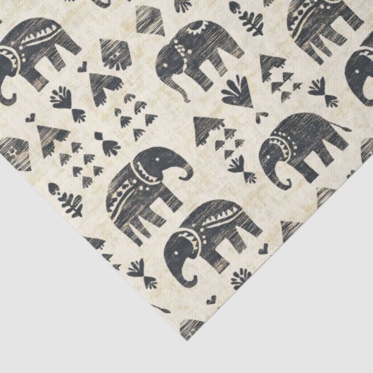 Tribal Elephant Boho Pattern (1) 薄葉紙 (詳細)