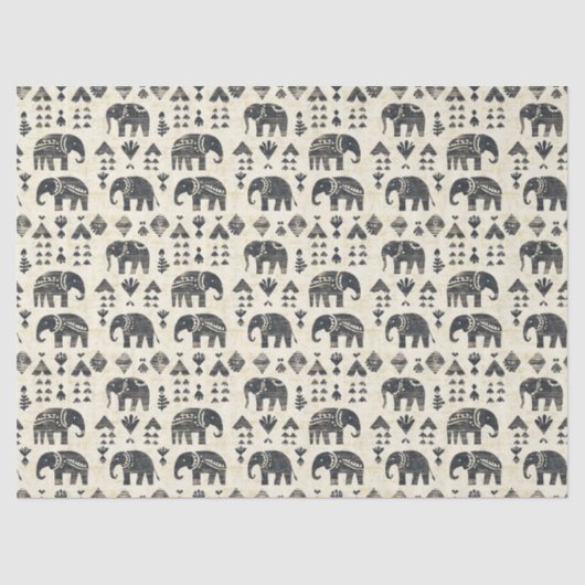 Tribal Elephant Boho Pattern (1) 薄葉紙 (正面)