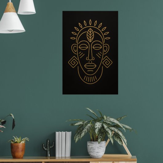 Tribal Essence | African Face Motif Art Print ポスター (リビング1)