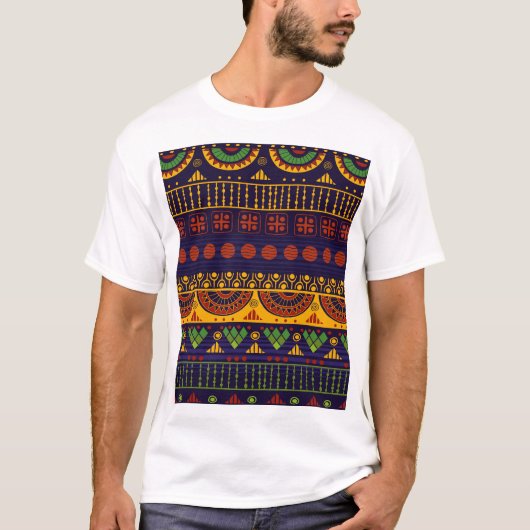 Tribal Ethno:シームレスパターンデザイン。 Tシャツ (正面)