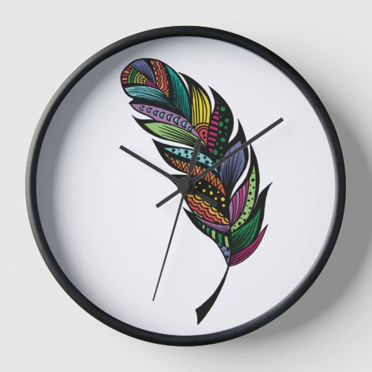 Tribal Feather Wall Clock 壁時計 (正面)