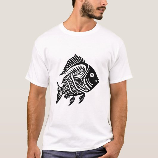 Tribal Fish Art T-Shirt Tシャツ (正面)