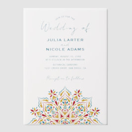 Tribal Folk Country Culture Crest Mandala Wedding ベラム紙招待状