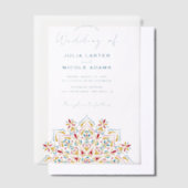 Tribal Folk Country Culture Crest Mandala Wedding ベラム紙招待状 (オフセット)