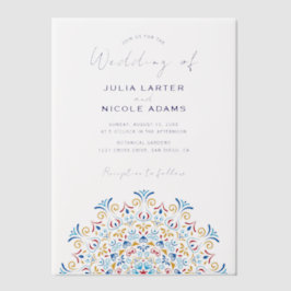 Tribal Folk Country Culture Crest Mandala Wedding ベラム紙招待状