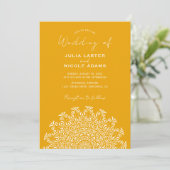 Tribal Folk Country Culture Crest Mandala Wedding 招待状 (スタンド正面)