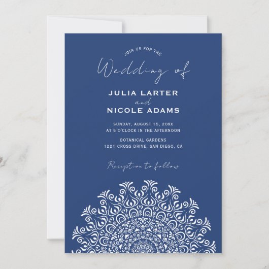 Tribal Folk Country Culture Crest Mandala Wedding 招待状 (正面)