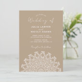 Tribal Folk Country Culture Crest Mandala Wedding 招待状 (スタンド正面)