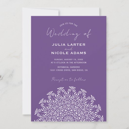 Tribal Folk Country Culture Crest Mandala Wedding 招待状 (正面)