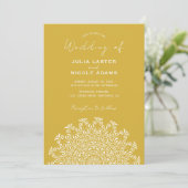 Tribal Folk Country Culture Crest Mandala Wedding 招待状 (スタンド正面)