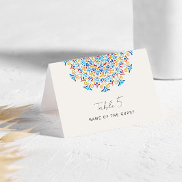 Tribal Folk Culture Mandala Wedding Place Card テーブルナンバー