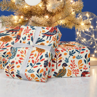 Tribal Folk Pattern Gift Wrap Vibrant Ethnic Desig ラッピングペーパー