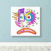 TRIBAL FROWNIE EMOJI MEEMOGIE キャンバスプリント (インサイチュ (ウッドフロア))