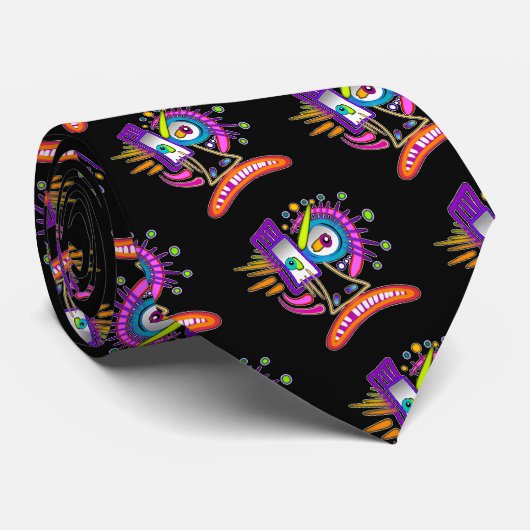 TRIBAL FROWNIE EMOJI MEEMOGIE ネクタイ (ロール)