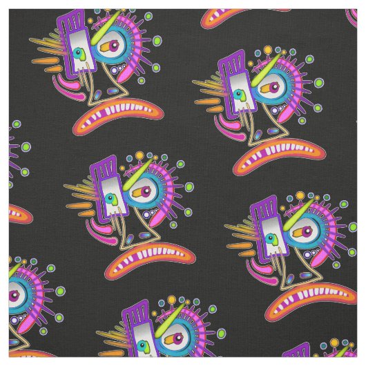 TRIBAL FROWNIE EMOJI MEEMOGIE ファブリック (見本)