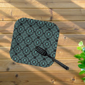 Tribal Gemsブラック&ティール（緑がかった色）パターン紙プレート ペーパープレート