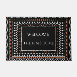 Tribal Geometric Border Design  ドアマット