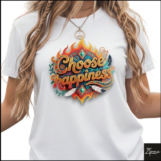 Tribal Geometric Choose Happiness 3D Art Tシャツ