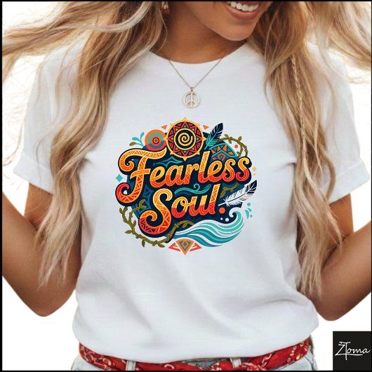 Tribal Geometric Fearless Soul Fire Water Tシャツ