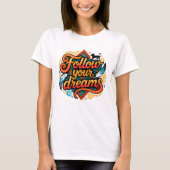 Tribal Geometric Follow Dreams Panther Feathers Tシャツ (正面)
