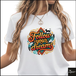 Tribal Geometric Follow Dreams Panther Feathers Tシャツ