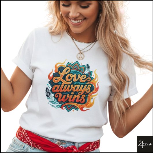Tribal Geometric Love Always Wins Mandala Tシャツ
