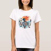 Tribal Geometric Love Figure With Flames Tシャツ (正面)