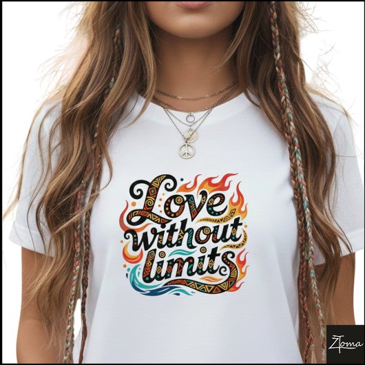 Tribal Geometric Love Without Limits Flames Tシャツ