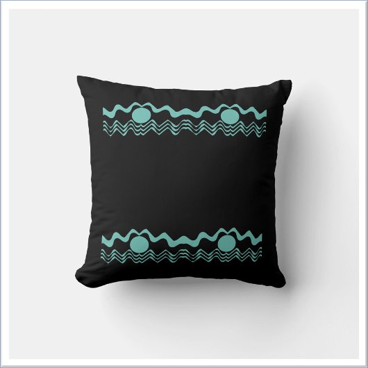 Tribal Geometric Turquoise Blue and Black クッション