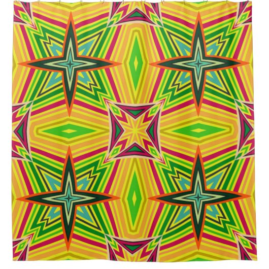 Tribal geometric vintage pattern. Seamless ethnic シャワーカーテン (正面)