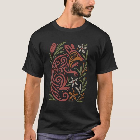 Tribal Gilbert’s Potoroo with Native Flora Tシャツ (正面)