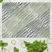 Tribal Green Stripes Abstract Pattern キッチンタオル (折り畳み)