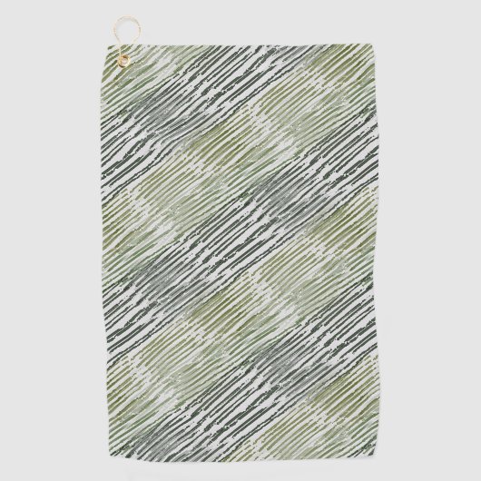 Tribal Green Stripes Abstract Pattern  ゴルフタオル (正面)