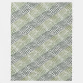 Tribal Green Stripes Abstract Pattern  フリースブランケット (正面)