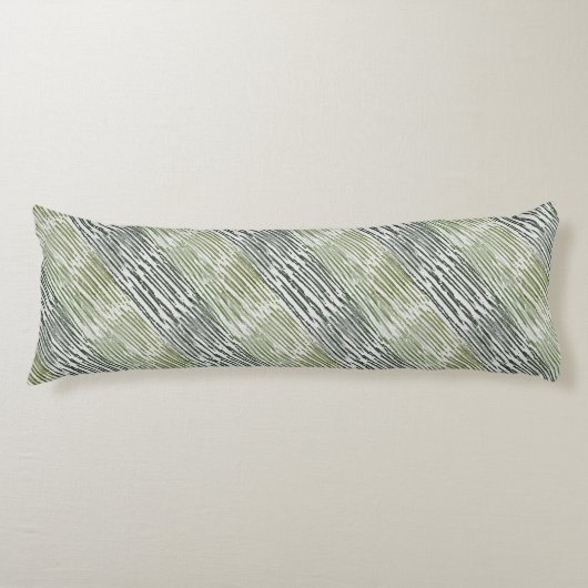 Tribal Green Stripes Abstract Pattern  ボディピロー (正面)