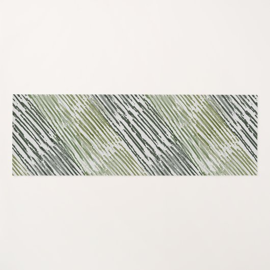 Tribal Green Stripes Abstract Pattern  ヨガマット (正面(横))