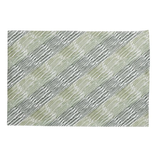 Tribal Green Stripes Abstract Pattern  枕カバー (裏面-左)