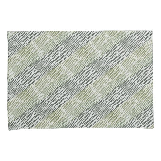 Tribal Green Stripes Abstract Pattern  枕カバー (正面右)