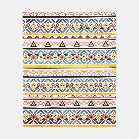 Tribal grunge ethno folk pattern in retro style フリースブランケット (正面)