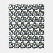 Tribal Heart Mandala Fish Pattern Design フリースブランケット (正面)