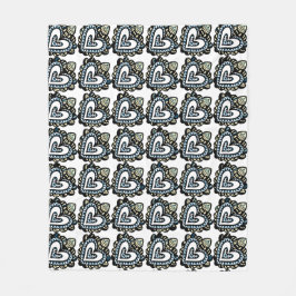 Tribal Heart Mandala Fish Pattern Design フリースブランケット