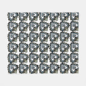 Tribal Heart Mandala Fish Pattern Design フリースブランケット (正面(横))