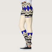 Tribal-Inspired Blue & Cream Leggings レギンス (左)