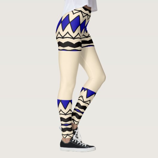 Tribal-Inspired Blue & Cream Leggings レギンス (右)