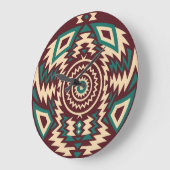 Tribal Inspired Geometric Mandala ラージ壁時計 (傾斜)