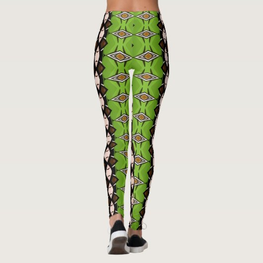 Tribal Inspired Green Patterned Leggings レギンス (裏面)